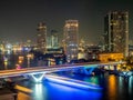 Night light scene skyscraper buildings citiscape view of Bangkok, Thailand Royalty Free Stock Photo