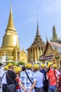 Pagodas & tourists, Grand Palace & Temple of the Emerald Buddha, Bangkok, Thailand