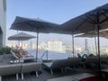 Bangkok, Thailand - November 11, 2019: Pool in the rooftop of Avani Riverside Bangkok Hotel during a sunny day