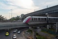 Pink line sky train at Laksi station