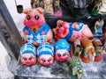 Small pigs deposited as an offering at the Pig Memorial. Bangkok Pig Monument