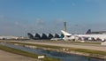 BANGKOK THAILAND - NOVEMBER 2019 : Suvarnabhumi Airport view, Airplane parking at passenger gate. Thailand