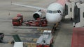 BANGKOK THAILAND - NOVEMBER 1,2017 : thai airasia plane one of largest lowcost airliner in south east asia loading passenger belon