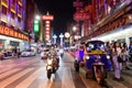 Bangkok, Thailand - November 22, 2020 : Tuk Tuk taxi wait tourists along the road at Chinatown Royalty Free Stock Photo