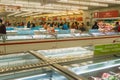 Bangkok, Thailand - November, 01, 2020 : Unidentified name People walk around the Mall and buy frozen food in makro supermarket at