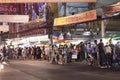 Bangkok Thailand a lot of people, walking at Street food of Bangkok Some street vendors operate in groups the Royalty Free Stock Photo