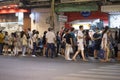 Bangkok Thailand a lot of people, walking at Street food of Bangkok Some street vendors operate in groups the Royalty Free Stock Photo