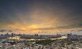 Bangkok,Thailand-Oct 05.LPN costly condominium at dusk with Chao Phraya river with cloud and sun raise on Oct 05,2015.