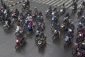 BANGKOK, THAILAND OCT 11TH: Motorcyclists wait at traffic lights