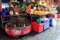 Bangkok, Thailand - October 29, 2019 : Chickens in the cage on sale at Khlong Toei Market