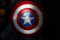 Close up shot of Shield for Captain America Civil War superheros figure in action fighting. Captain america appearing in American Royalty Free Stock Photo