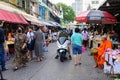 Bangkok, Thailand - October 22, 2020 : Crowd of people wear surgical mask walking at Silom 20 street market Royalty Free Stock Photo