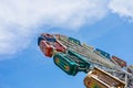 BANGKOK ,THAILAND - October 23,2018 :Empty tram rails or loop Roller Coaster with blue sky in amusement park at BANGKOK ,THAILAND Royalty Free Stock Photo