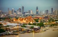 BANGKOK, THAILAND -October 2,2017 : Landscape view of Grand Palace and Emerald Buddha Temple at twightlight taken on October Royalty Free Stock Photo