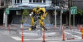 Large-scale fictional character at an intersection in Bangkok