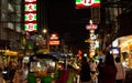 Bangkok, Thailand - October 2, 2020: Photo of Chinatown night market in Bangkok city with shops, transportations and many people