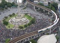 Protesters a three finger salute to show symbolic gestures at Democracy Monument