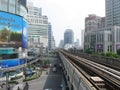 BANGKOK, THAILAND - OCTOBER 30, 2013: railway line of BTS Skytrain in city centre.