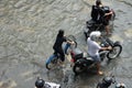 Flood in Bangkok during the rainy season Royalty Free Stock Photo