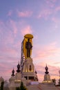 BANGKOK, THAILAND-October 14, 2022: A statue of His Majesty King Bhumibol Adulyadej The Great at Chalerm Prakiat Park in Dusit