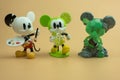 Bangkok, Thailand - October 8, 2023 : Three character of POPMART Disney 100th anniversary Mickey Series