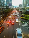 Bangkok, Thailand - October 31, 2016: Traffic jam along a busy r