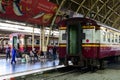 Bangkok, Thailand - October 29, 2019 : Trains waits at platform of railway station Hua Lamphong in Bangkok