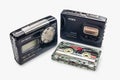 BANGKOK - THAILAND OCTOBER 2018 31 : Vintage walkman and cassete tape, Walkman is Portable Stereo Cassette Auto Reverse Tape Play Royalty Free Stock Photo