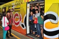 Bangkok, Thailand: Passengers on BTS Skytrain