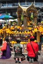 Bangkok, Thailand: Pepple Praying at Erawan Shrine Royalty Free Stock Photo