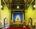 Bangkok, Thailand - September 12, 2023: Beautiful replica of Buddha Chinnarat inside Wat Benchamabophit Dusitwanaram