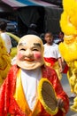 Chinese lion dance at Yaowarat or Bangkok Chinatown street during chinese vegetarian festival Royalty Free Stock Photo