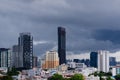 Bangkok city skyline with dark cloud which cause heavy rain in monsoon season