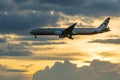 BANGKOK THAILAND - SEPTEMBER 3,2017 : etihad airway plane ,united arab emirate nation airline approaching for landing to