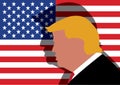 Illustration of Donald Trump The President of the United States over US Flag