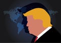 Donald Trump The President of the United States over World Dotted Map Background