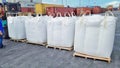 Bangkok, Thailand-16 September 2017:Jumbo bags are placed on pellet waiting to be loaded in container