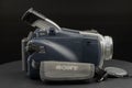 Old Sony Digital Handycam 120X video camera it the most ever popular of camcorder in 20th year ago on black background