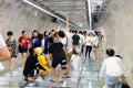 Bangkok, Thailand - September 22, 2019 : People are passing and take photo in newly open tunnel connect between MRT subway station