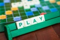 Play word made from Scrabble`s letter tiles Royalty Free Stock Photo