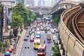 BANGKOK, THAILAND - September 12, 2017: Traffic nears gridlock o