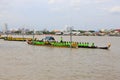 Bangkok, Thailand - September 10, 2019 : The training of the Royal Barge Procession of King Rama X. at Chao Phraya River.