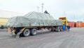 Bangkok, Thailand-16 September 2017: Workers get ready to unload jumbo bags from trailer to wooden pellet at LCB container yard