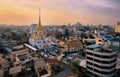 Bangkok, Thailand skyline at Temple of the Golden Buddha, Wat Traimit Temple, at sunset. Travel destination Royalty Free Stock Photo