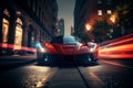 Bangkok, Thailand, 03.04.2023: Super car running in midtown Created with Generative AI technology