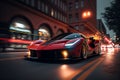 Bangkok, Thailand, 03.04.2023: Super car running in midtown Created with Generative AI technology