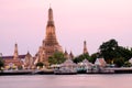 Bangkok, Thailand: Wat Arun at Pink Sunset. Royalty Free Stock Photo