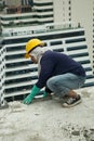 Bangkok, Thailand, women workers on the top of a building site Royalty Free Stock Photo