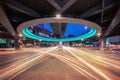 Bangkok tunnel intersection with car lights at Siam in technology