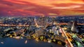 Bangkok urban skyline aerial view with beautiful modern building. Royalty Free Stock Photo